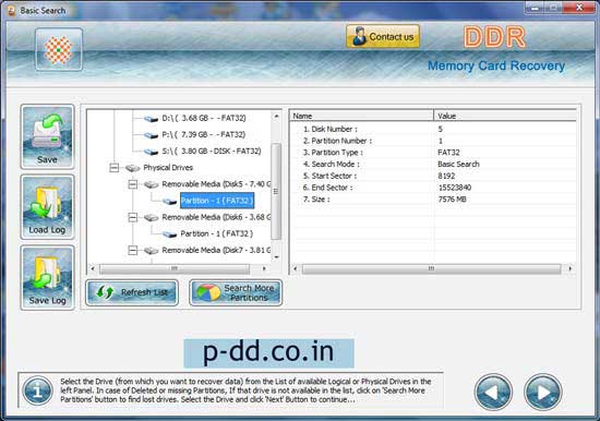 Screenshot of Memory Card Pictures Restore