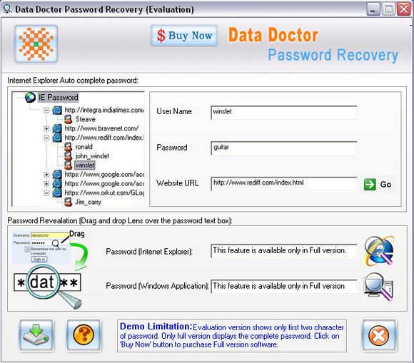 Screenshot of Unmask IE Password