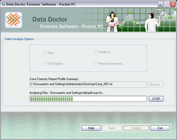 Screenshot of Windows Based Mobile Forensic Tool 3.0.1.5