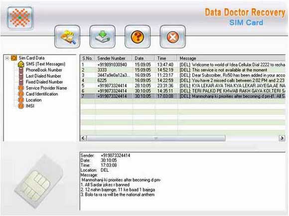 Sim Card Contacts Rescue Tool screen shot