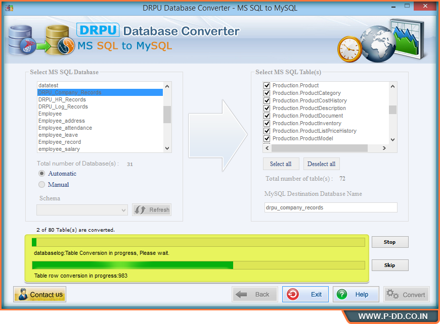 MS SQL to MySQL Database Converter