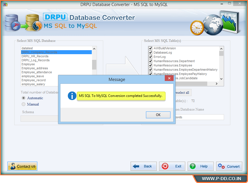 MS SQL- MySQL DB Converter