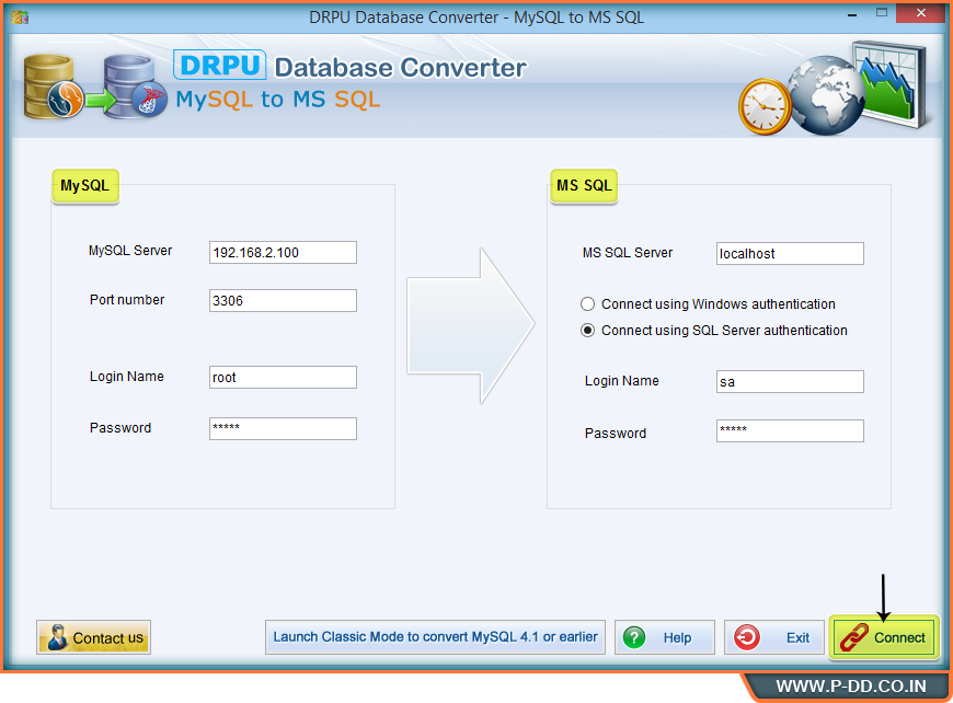 MS SQL to MySQL Database Converter