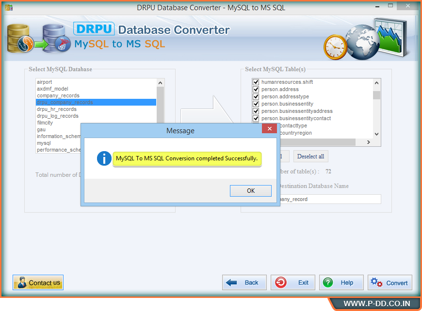 MySQL- MS SQL DB Converter