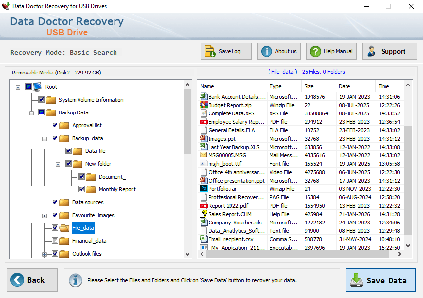 Save Recoverd data files Professional Recovery