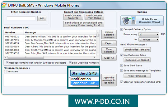 Bulk SMS Software - Windows Mobile Phone